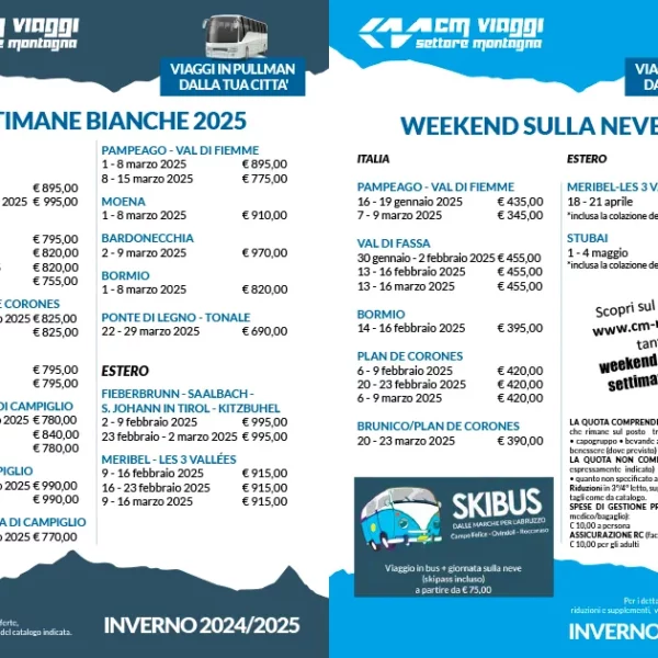 Settimane Bianche e Weekend sulla neve 2024/2025